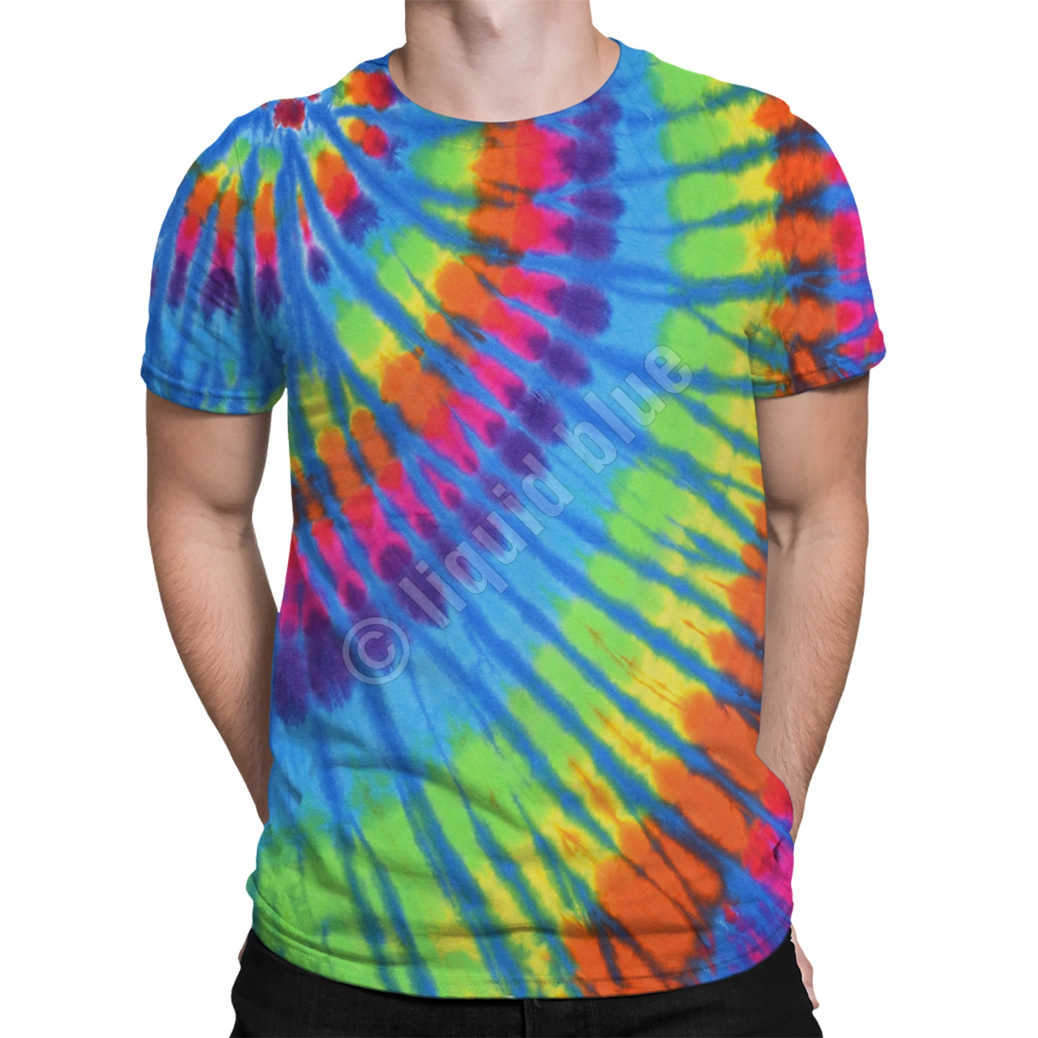 Rainbow Blue Streak Unprinted Tie-Dye T-Shirt 2 Rainbow Blue Streak Unprinted Tie-Dye T-Shirt - Image 2