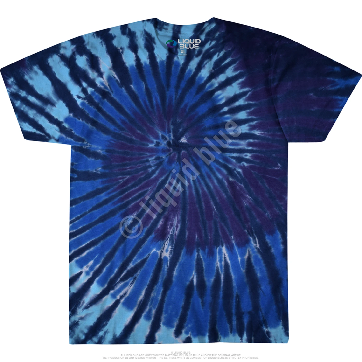 Blue Spiral Streak Unprinted Tie-Dye T-Shirt 2 Blue Spiral Streak Unprinted Tie-Dye T-Shirt - Image 2