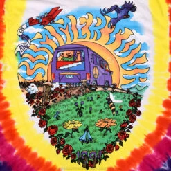 Summer Tour Bus Tie-Dye T-Shirt -BOWIE Shop 11381b artwork 72589.1644611839