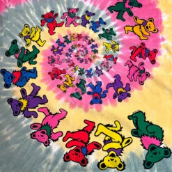 Rasta Spiral Bears Tie-Dye T-Shirt -BOWIE Shop 11398f artwork 03279.1658179374