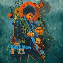 Trippy Jimi Tie-Dye T-Shirt -BOWIE Shop 11969f artwork 98342.1669240364