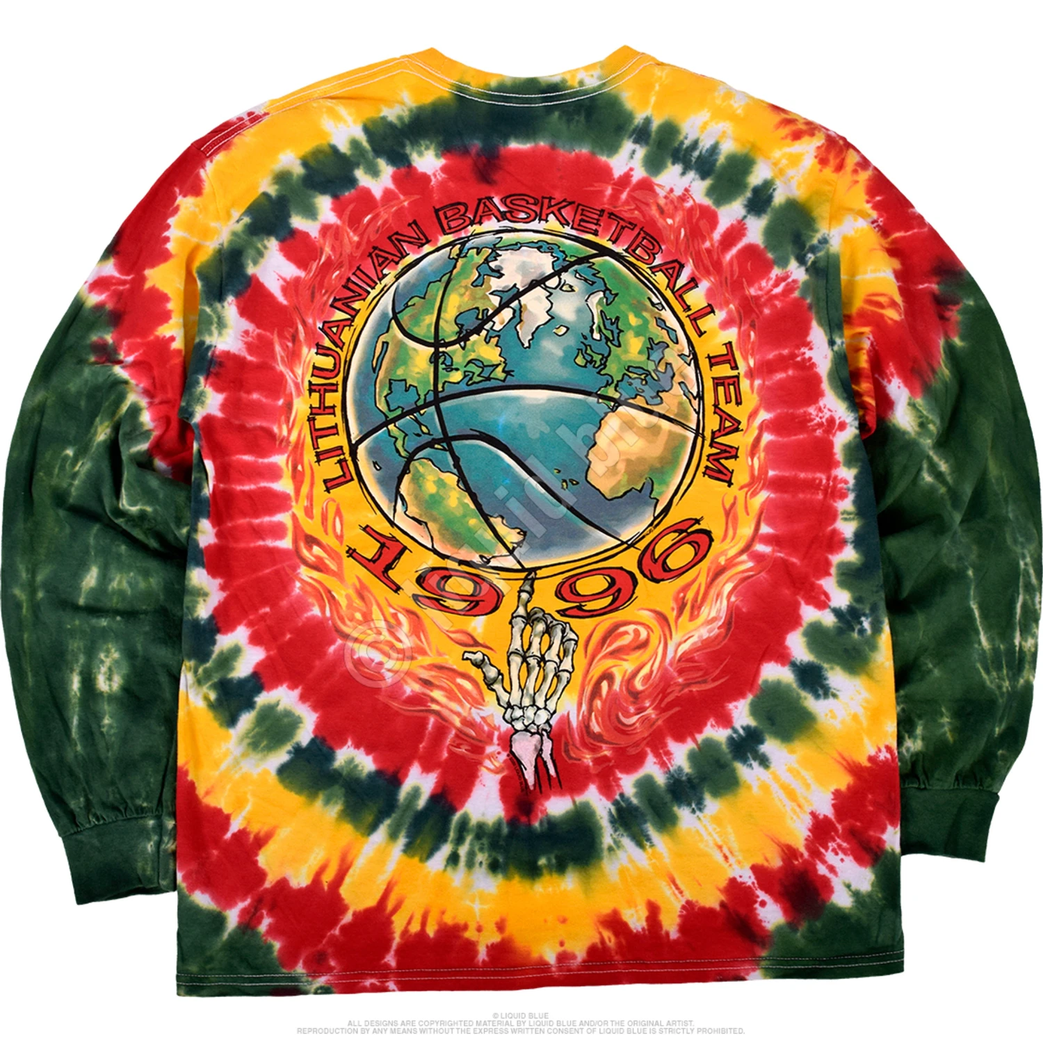 Lithuania Basketball Tie-Dye Long Sleeve T-Shirt 3 Lithuania Basketball Tie-Dye Long Sleeve T-Shirt - Image 3