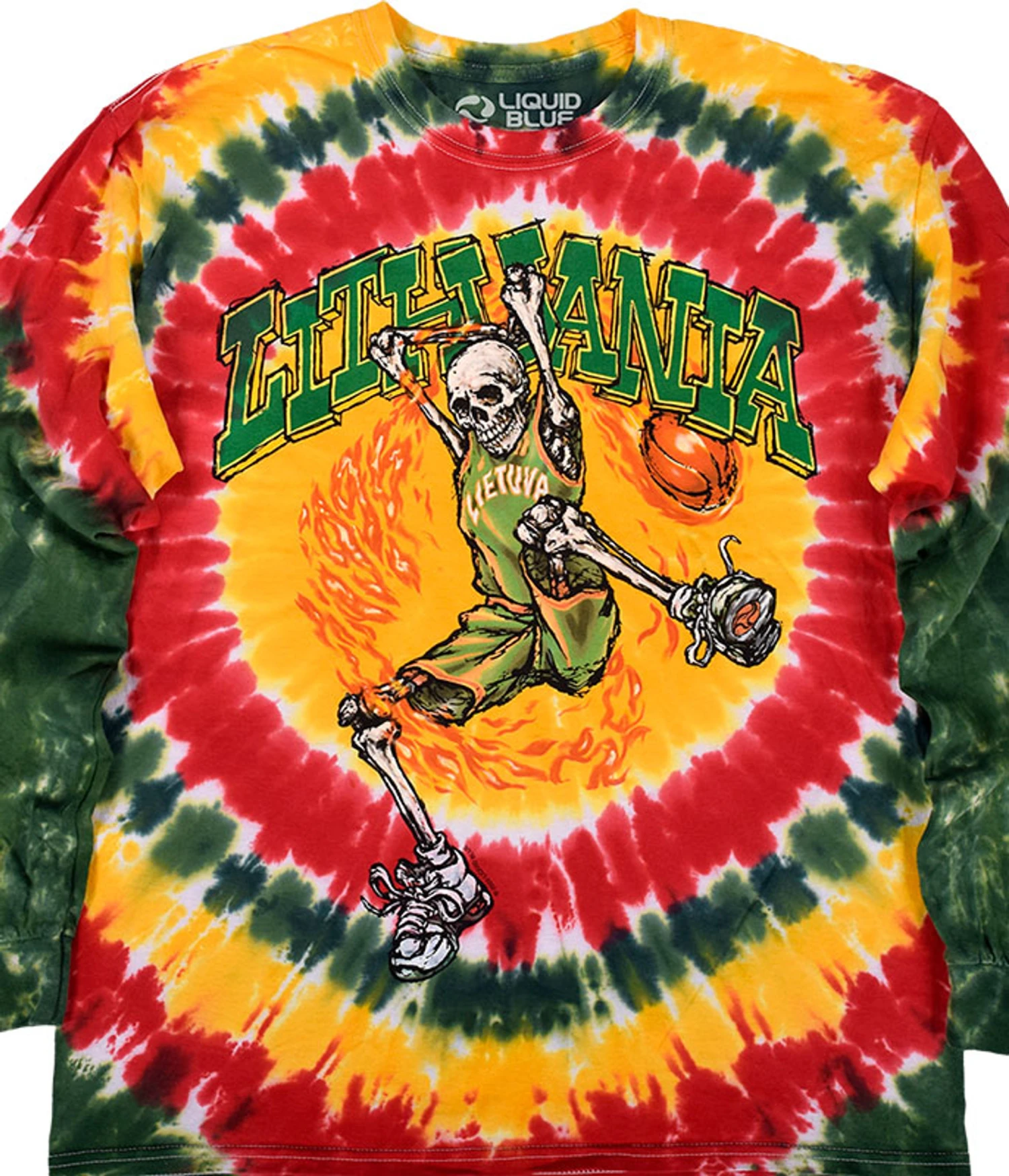 Lithuania Basketball Tie-Dye Long Sleeve T-Shirt 1 Lithuania Basketball Tie-Dye Long Sleeve T-Shirt
