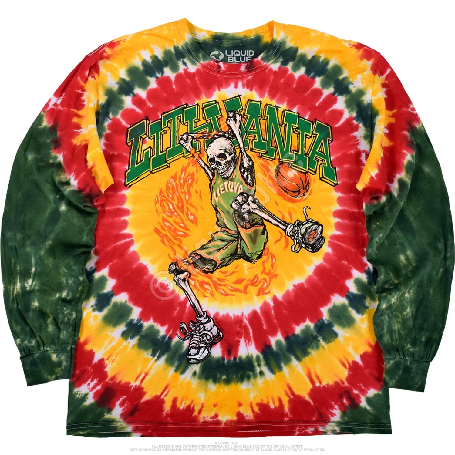 Lithuania Basketball Tie-Dye Long Sleeve T-Shirt 2 Lithuania Basketball Tie-Dye Long Sleeve T-Shirt - Image 2