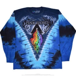 Pink Floyd Prism River Tie-Dye Long Sleeve T-Shirt -BOWIE Shop 12840f 68616.1488401285