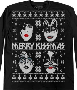 Merry KISSmas Sweater Black Long Sleeve T-Shirt