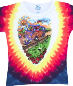 Summer Tour Bus Tie-Dye Juniors Long Length T-Shirt