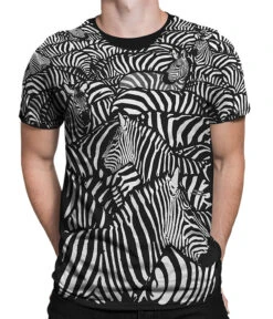 White Zebra Black T-Shirt