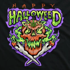 Halloweed Skull Black T-Shirt -BOWIE Shop 31245f artwork 52167.1665173937