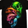 Liquid Neon Skulls Black T-Shirt