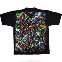 Colored Clowns Black T-Shirt -BOWIE Shop 31731b 49514.1389218387