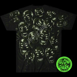 Skull Pile Green Black T-Shirt -BOWIE Shop 31733b glow 24151.1636994830