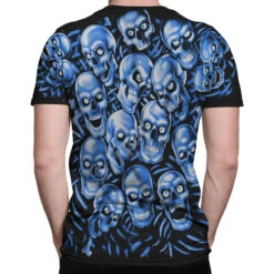Skull Pile Blue Black T-Shirt -BOWIE Shop 31736b body 50932.1636997164