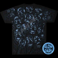 Skull Pile Blue Black T-Shirt -BOWIE Shop 31736b glow 03201.1636997164