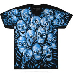 Skull Pile Blue Black T-Shirt -BOWIE Shop 31736f 42906.1636997164