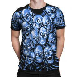 Skull Pile Blue Black T-Shirt -BOWIE Shop 31736f body 48056.1636997164