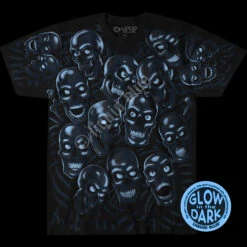 Skull Pile Blue Black T-Shirt -BOWIE Shop 31736f glow 86291.1636997164
