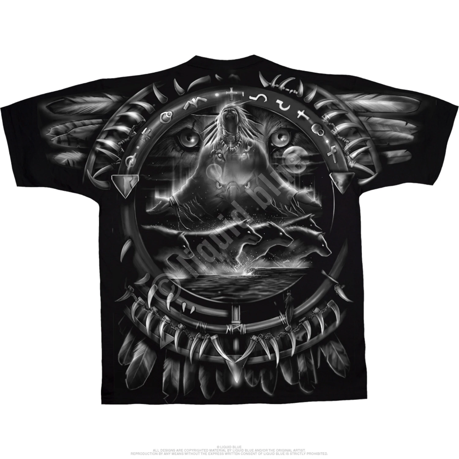 Wolf Dreamcatcher Black T-Shirt 3 Wolf Dreamcatcher Black T-Shirt - Image 3