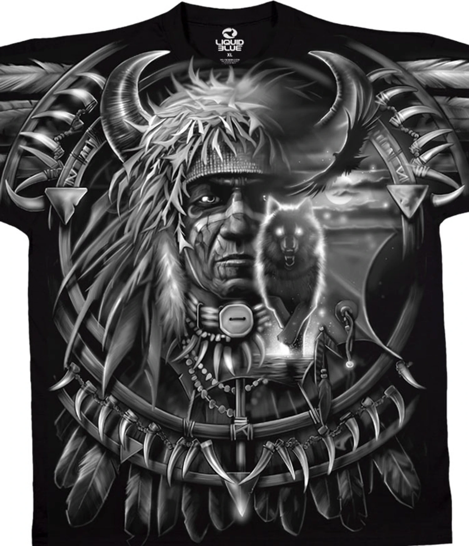 Wolf Dreamcatcher Black T-Shirt 1 Wolf Dreamcatcher Black T-Shirt