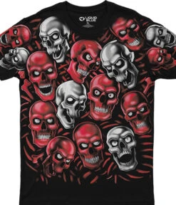 Skull Pile Red Grey Black Athletic T-Shirt