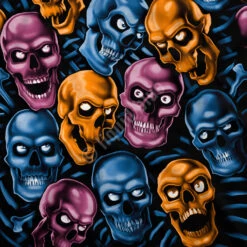 Skull Pile Blue Pink Orange Black Athletic T-Shirt -BOWIE Shop 31757f artwork 47687.1623955113