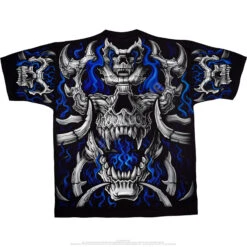 Blue Flame Skull Black T-Shirt -BOWIE Shop 31758b 69436.1389218388