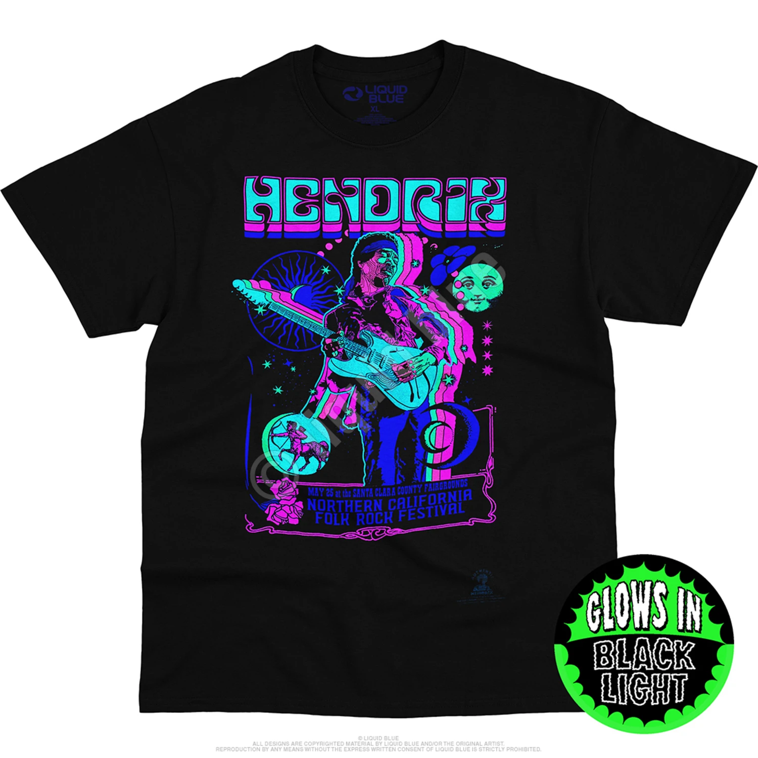 Guitar Blacklight Black T-Shirt 3 Guitar Blacklight Black T-Shirt - Image 3