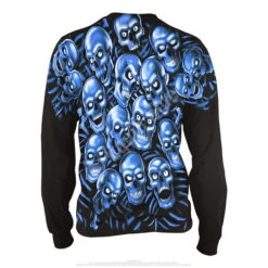 Skull Pile Blue Black Long Sleeve T-Shirt -BOWIE Shop 32736b 47436.1634318219