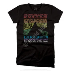Pink Floyd Dark Side Tracks Black Juniors Long Length T-Shirt -BOWIE Shop 33856Jf 53000.1488396762