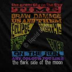 Pink Floyd Dark Side Tracks Black Juniors Long Length T-Shirt -BOWIE Shop 33856Jf artwork 67040.1488396762