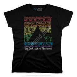 Pink Floyd Dark Side Tracks Black Womens Long Length T-Shirt -BOWIE Shop 33856Wf 99005.1488401385