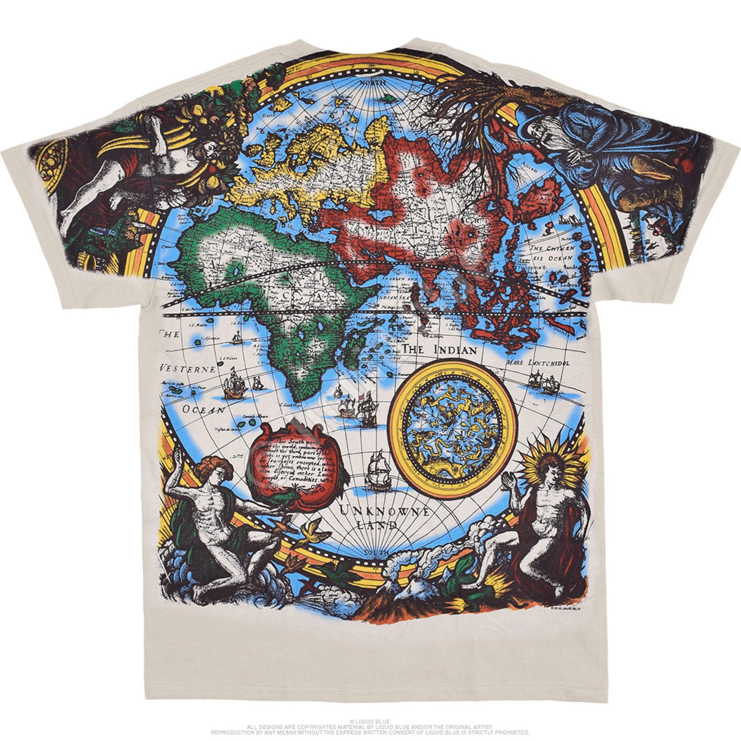 Old World Map Tan T-Shirt 3 Old World Map Tan T-Shirt - Image 3