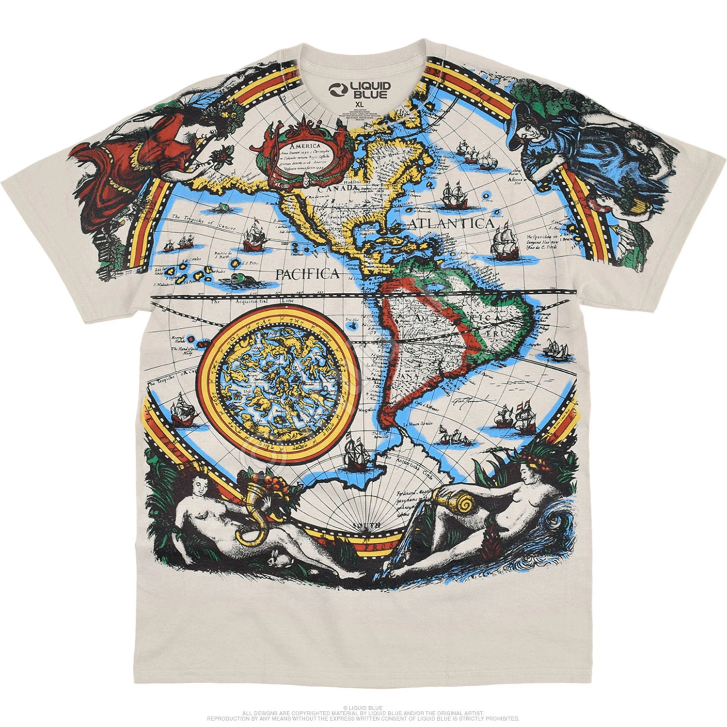 Old World Map Tan T-Shirt 2 Old World Map Tan T-Shirt - Image 2