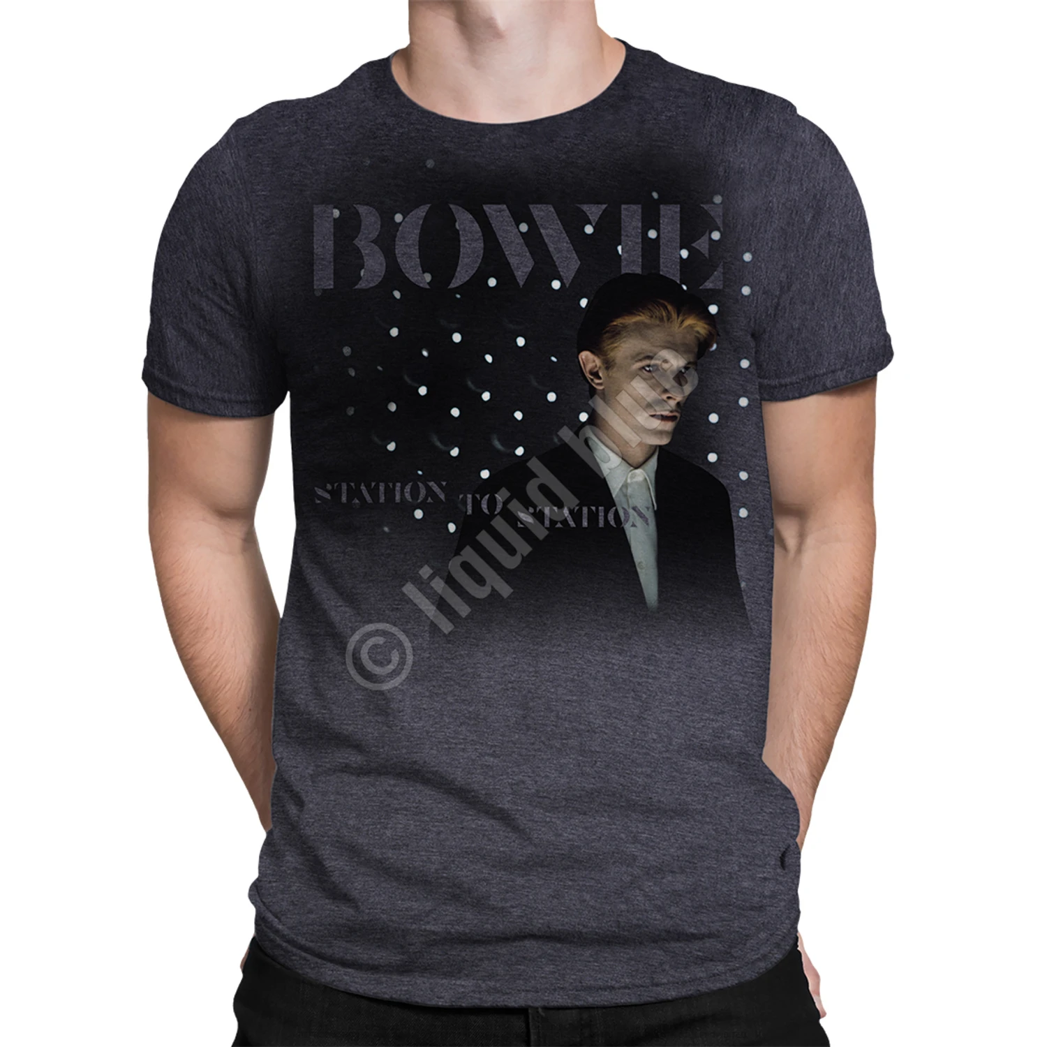 DAVID BOWIE Station To Station Dark Heather Poly-Cotton T-Shirt 2 DAVID BOWIE Station To Station Dark Heather Poly-Cotton T-Shirt - Image 2