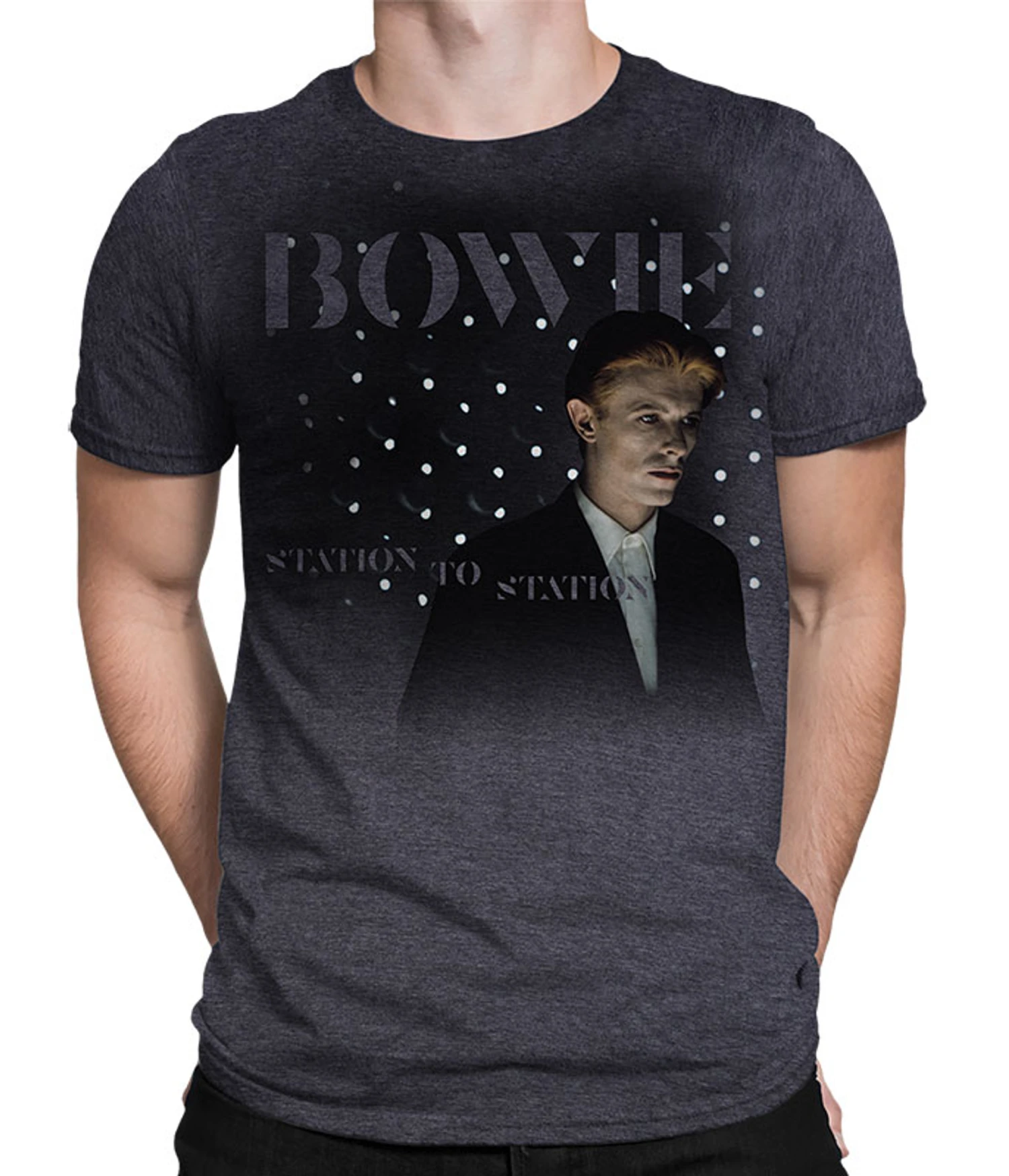 DAVID BOWIE Station To Station Dark Heather Poly-Cotton T-Shirt 1 DAVID BOWIE Station To Station Dark Heather Poly-Cotton T-Shirt