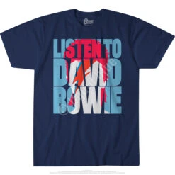 DAVID BOWIE Listen To Bowie Navy Athletic T-Shirt 6 DAVID BOWIE Listen To Bowie Navy Athletic T-Shirt -BOWIE Shop 61816f 19323.1500405796