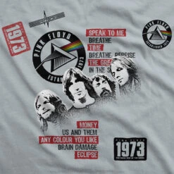 Pink Floyd Dark Side 1973 Grey T-Shirt -BOWIE Shop 61820f artwork 87091.1541539981
