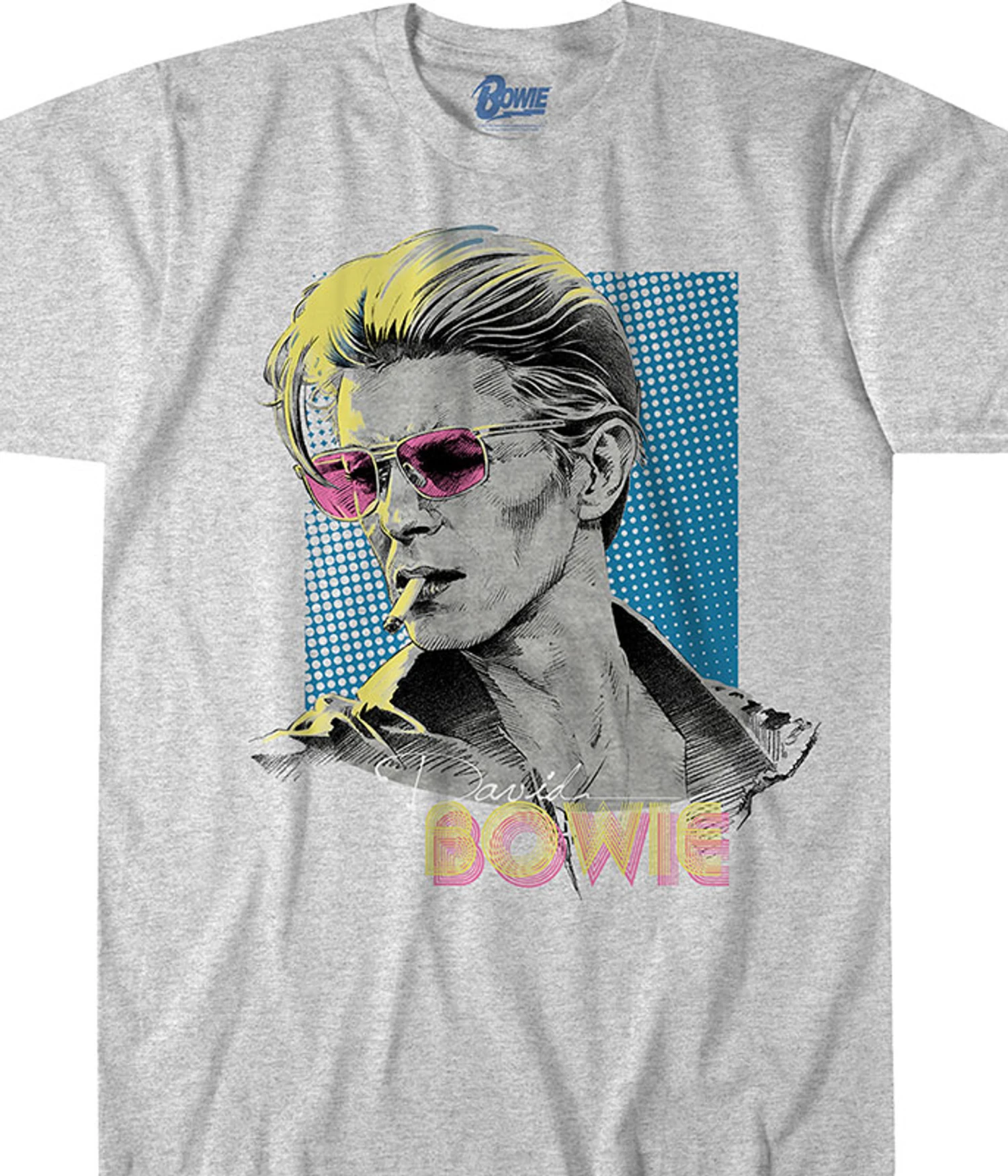 DAVID BOWIE Bowie Sketch Heather Grey Poly-Cotton T-Shirt 1 DAVID BOWIE Bowie Sketch Heather Grey Poly-Cotton T-Shirt