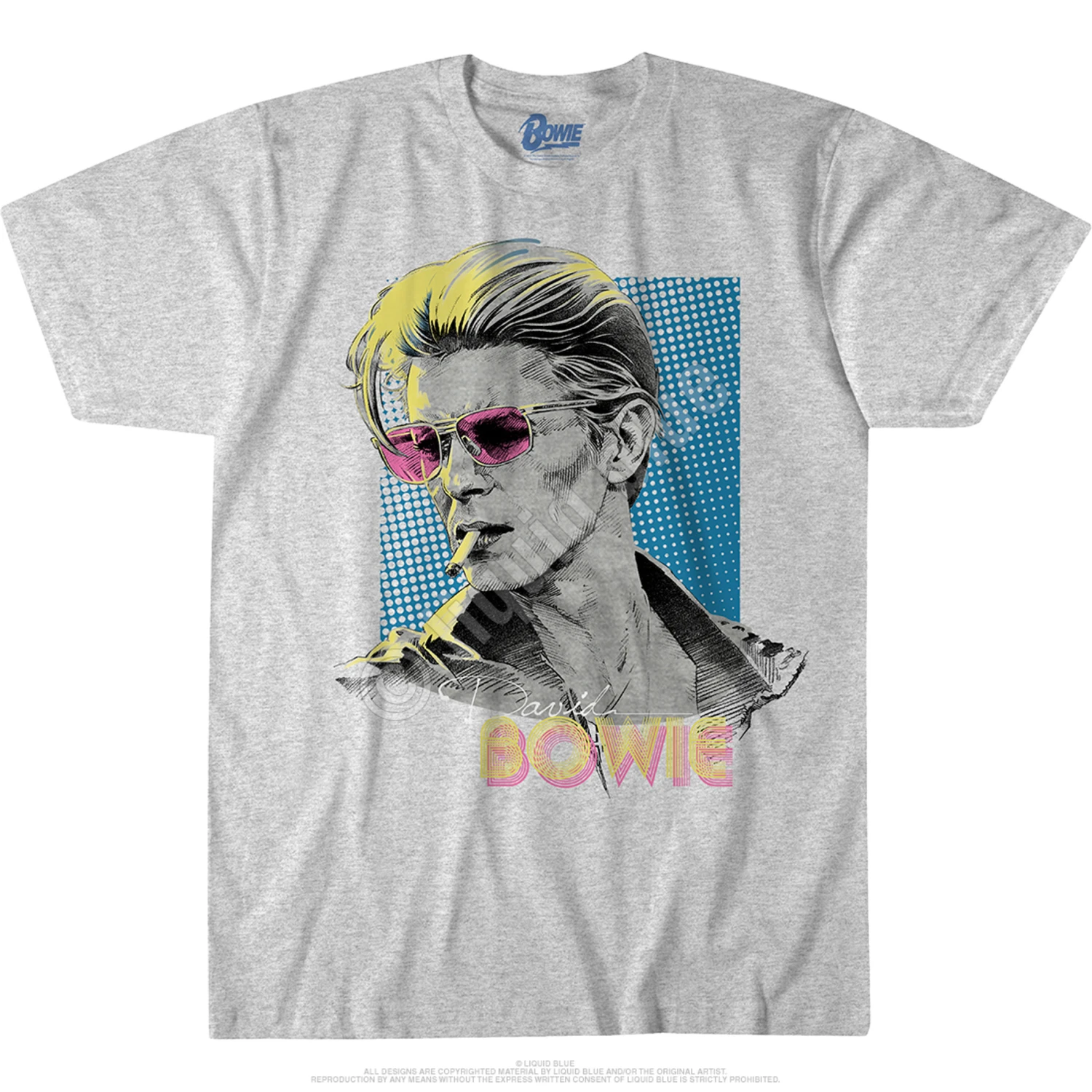 DAVID BOWIE Bowie Sketch Heather Grey Poly-Cotton T-Shirt 2 DAVID BOWIE Bowie Sketch Heather Grey Poly-Cotton T-Shirt - Image 2