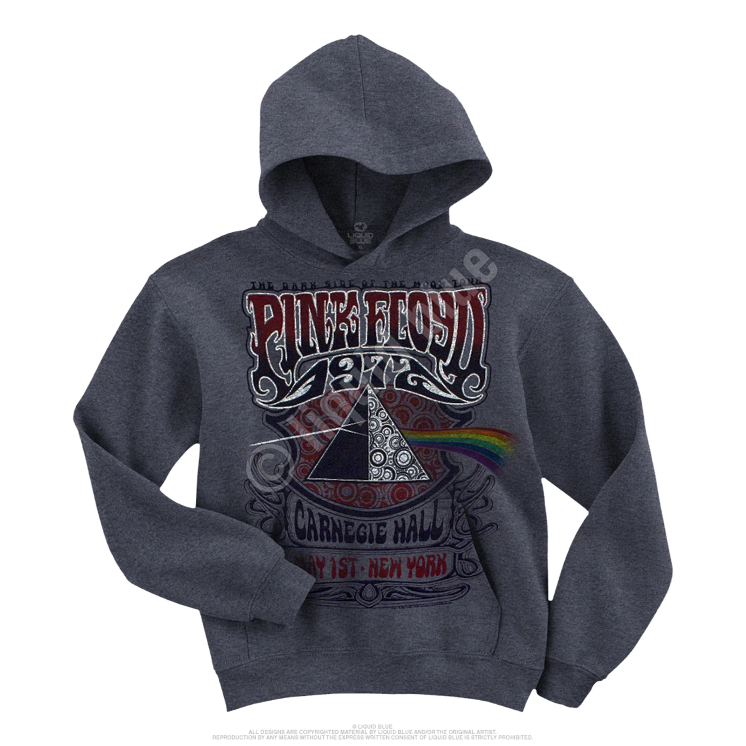 Pink Floyd Carnegie Hall Dark Heather Pullover Hoodie 3 Pink Floyd Carnegie Hall Dark Heather Pullover Hoodie - Image 3