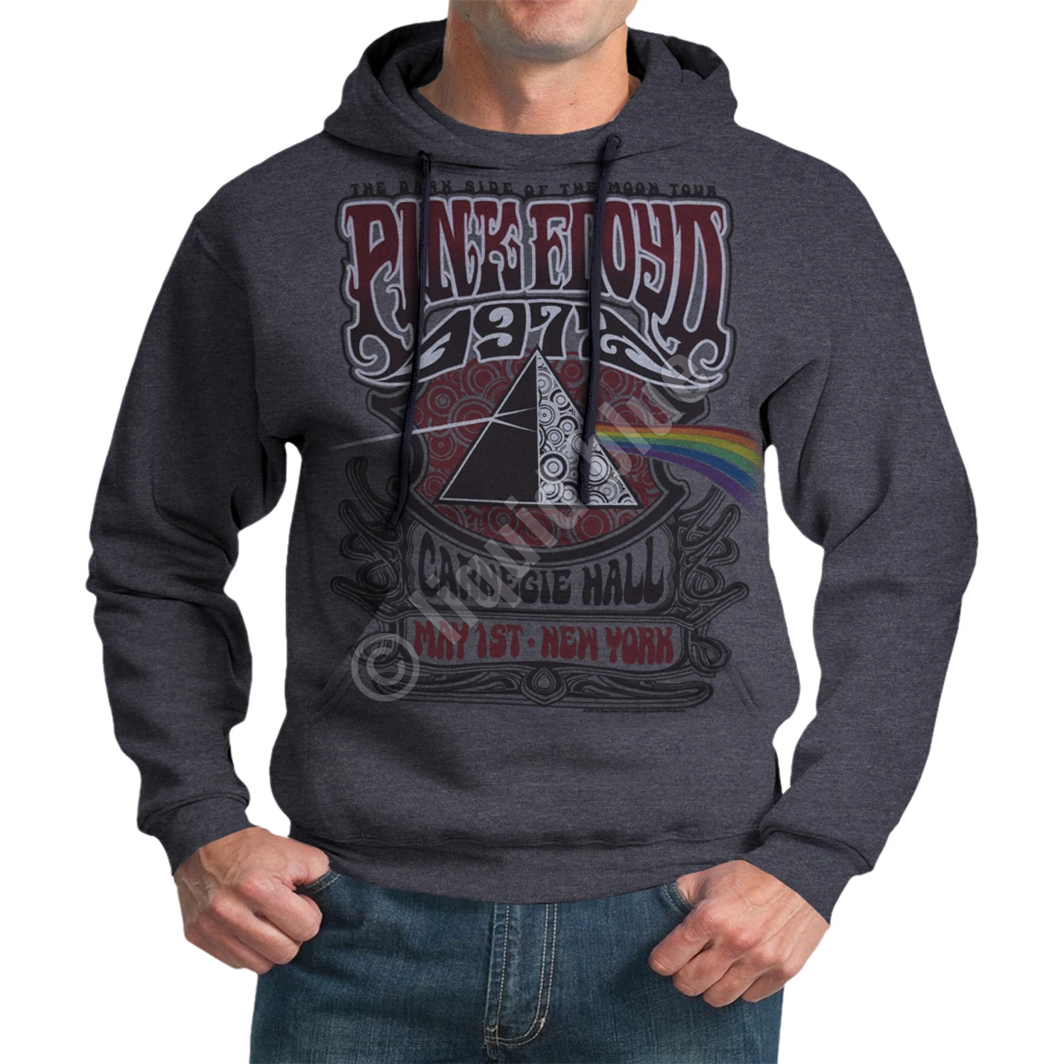 Pink Floyd Carnegie Hall Dark Heather Pullover Hoodie 2 Pink Floyd Carnegie Hall Dark Heather Pullover Hoodie - Image 2