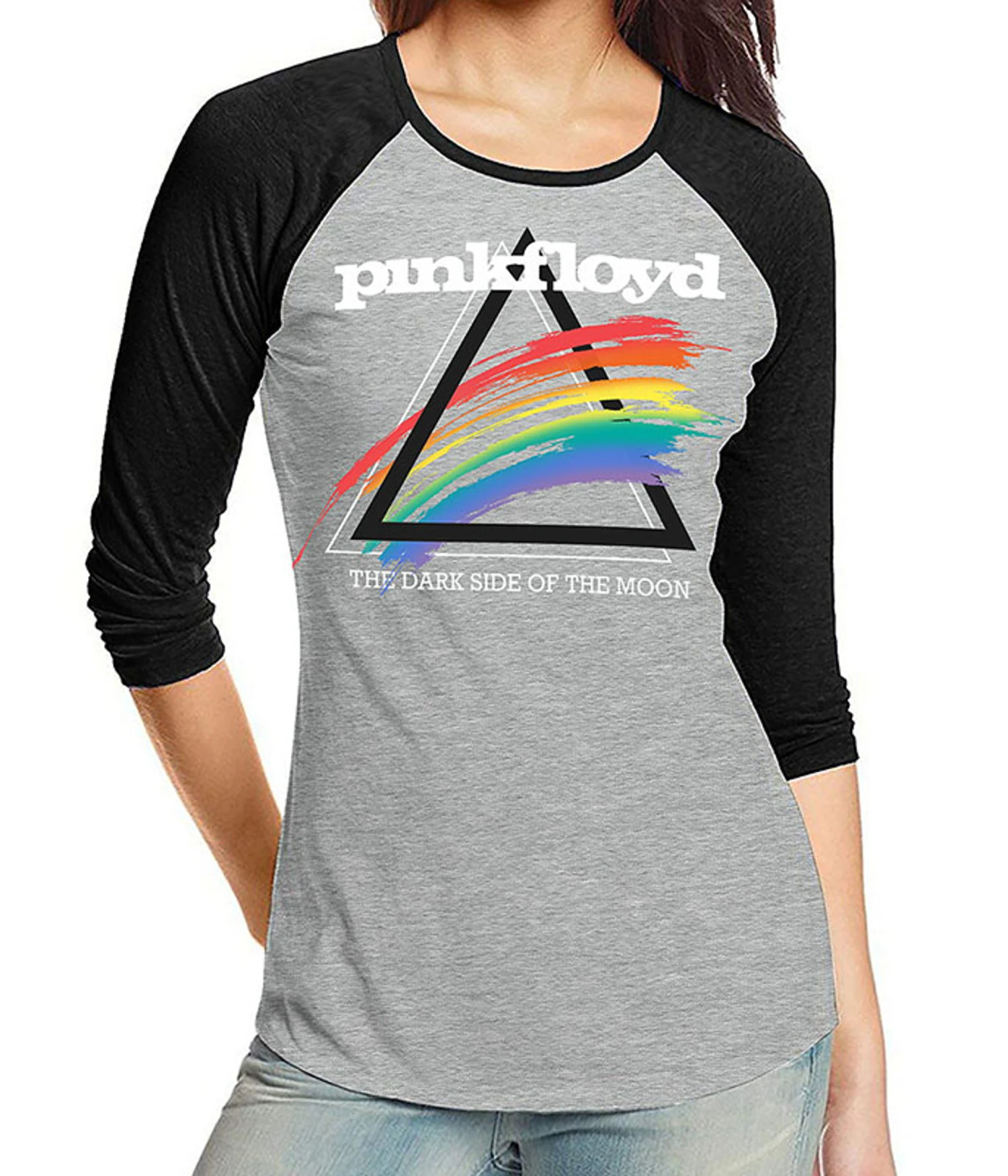 Pink Floyd Spectrum Splash Womens Raglan Heather Grey T-Shirt 1 Pink Floyd Spectrum Splash Womens Raglan Heather Grey T-Shirt