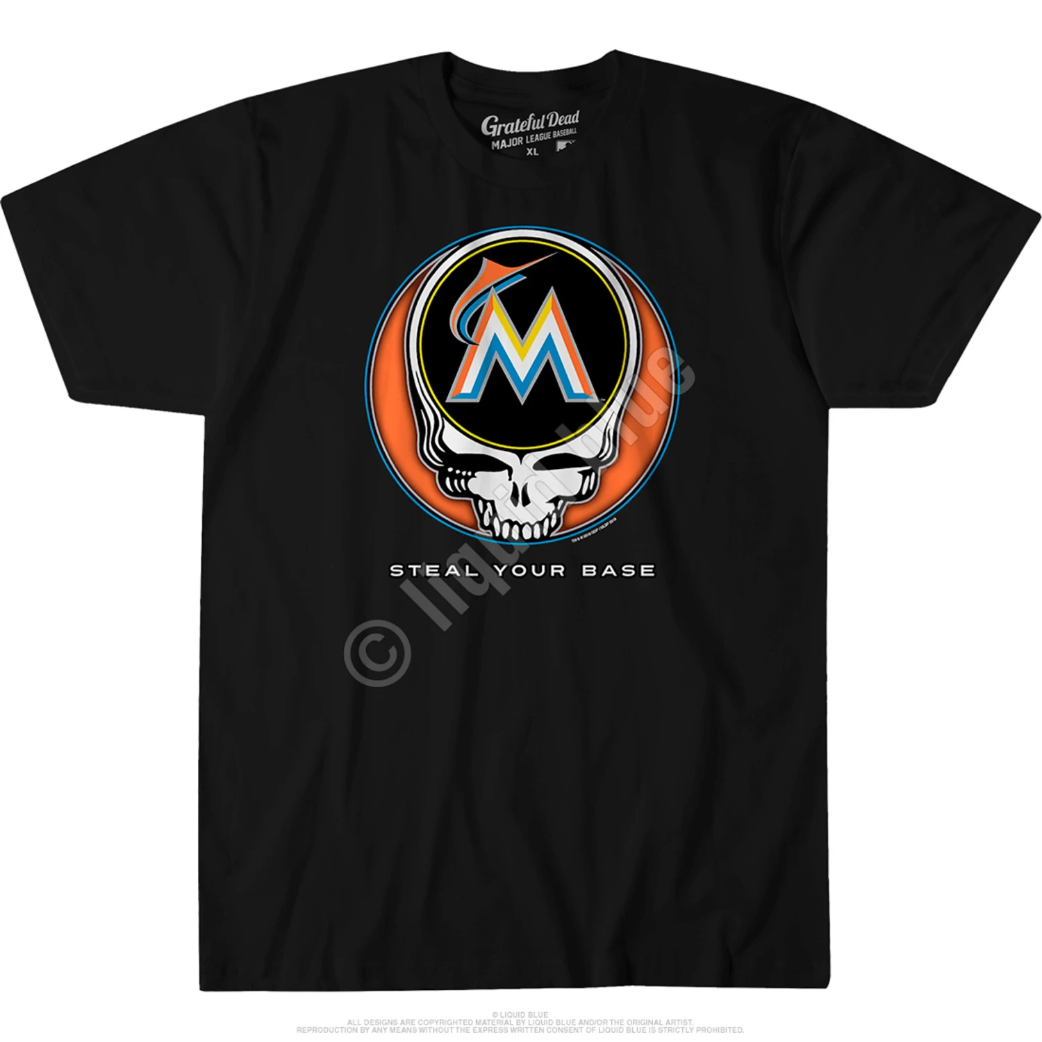 MLB Miami Marlins Steal Your Base Black Athletic T-Shirt 2 MLB Miami Marlins Steal Your Base Black Athletic T-Shirt - Image 2