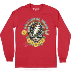Steal Your Face Day Of The Dead Long Sleeve T-Shirt -BOWIE Shop GD0015LSREDf 43608.1669963570
