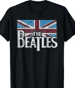 Beatles British Flag Black T-Shirt