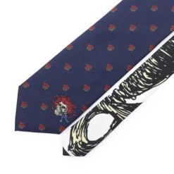 Navy Bertha Skull & Roses Tie -BOWIE Shop RETGDNBSRT 1 64692.1639419280
