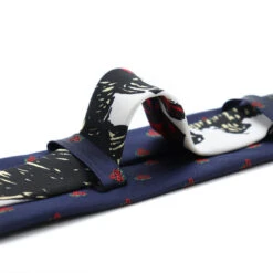 Navy Bertha Skull & Roses Tie -BOWIE Shop RETGDNBSRT 2 20557.1639419280