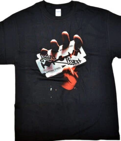 Judas Priest British Steel Black T-Shirt -BOWIE Shop RETJPBSBf 09782.1622730313