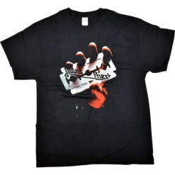 Judas Priest British Steel Black T-Shirt -BOWIE Shop RETJPBSBf 25144.1622730313