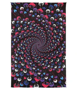 Magic Mushroom Spiral Glow In The Dark 3D Glow In The Dark Tapestry